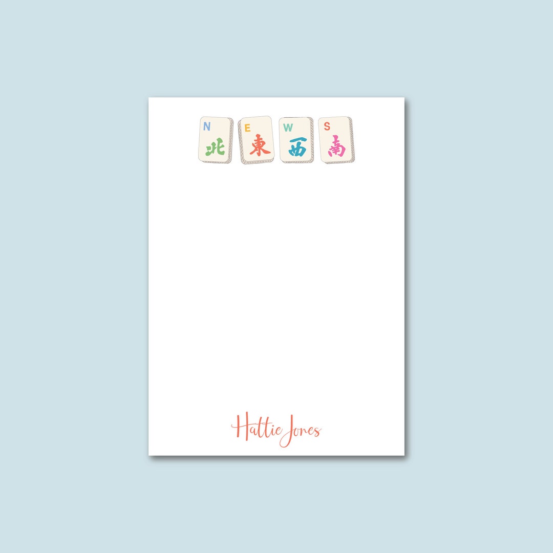 Notepad Wind Part Mah Jongg Notepad, Bright Colors Wind Tiles, NEWS, Personalized Notepad ...