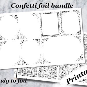 Printable Confetti foil bundle / ready to foil stickers perfect for memory planning in vertical weekly layouts