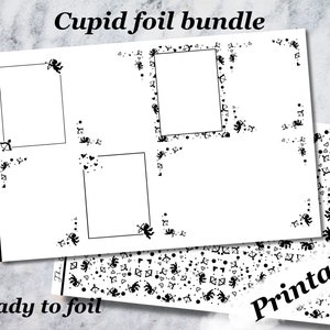 Printable Cupid foil bundle / ready to foil stickers perfect for memory planning in vertical weekly layouts
