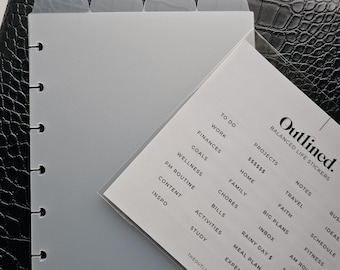 Divisori trasparenti per planner con linguetta superiore e etichette adesive