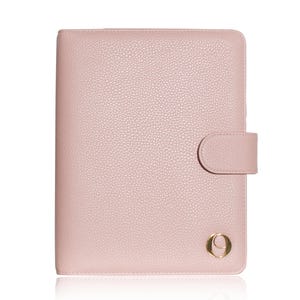Blush Pink Leather A5 Planner Cover | Refillable 6-Ring A5 Binder | Pebbled Vegan Leather | Also Available Without Rings for Half Letter