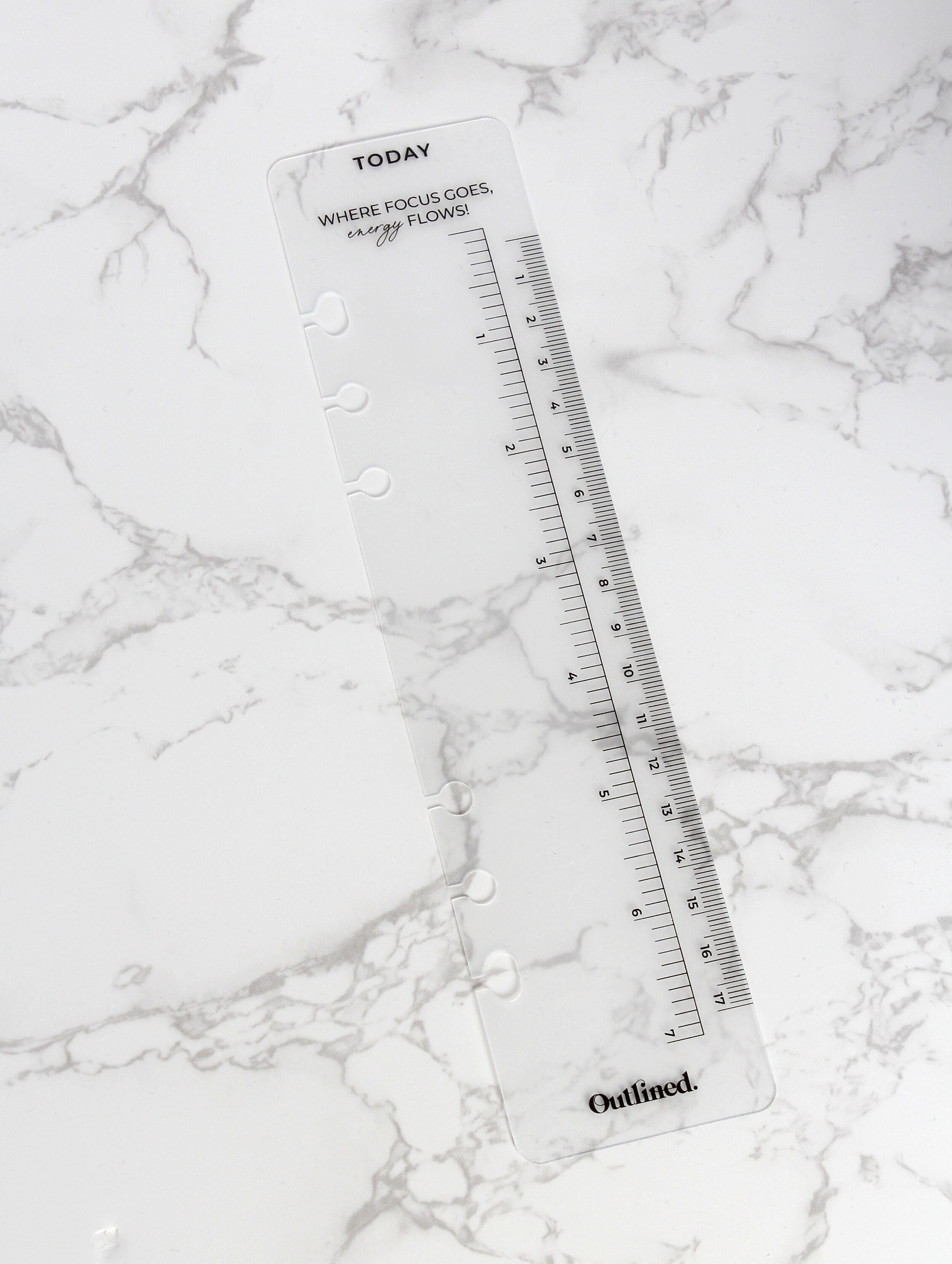 Today Bookmark With Ruler for A5 or Personal Size Planner, Frost Gold  centimeter 