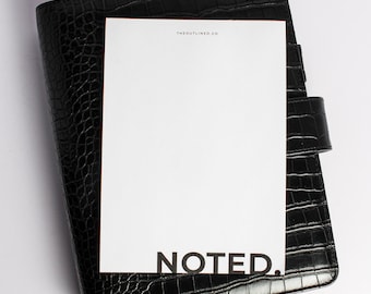 NOTED Notepad | Luxe Minimalist Stationery | White and Black Notepad | Minimalist Notepad | Aesthetic Stationery Note Pad