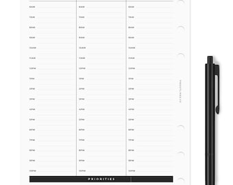 PRINTED A5 Hourly Layout with Habit Tracker | Undated 12-Month Planner Inserts | Compatible with LV GM Agenda | A5 Filofax