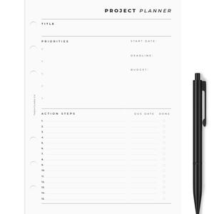 PRINTED A5 Project Planner Inserts | Compatible with LV GM Agenda | A5 Filofax