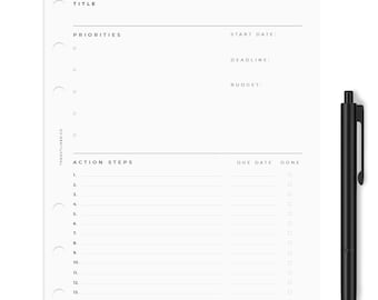 BEDRUKTE A5-projectplanner insteekkaarten | Compatibel met LV GM Agenda | A5 Filofax