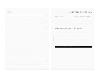 PRINTED A5 Monthly Reflection Inserts | A5 Monthly Review | Compatible with LV GM Agenda | A5 Filofax