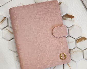 Blush Pink Leather A5 Planner Cover | Pebbled PU Leather Planner | Refillable 6-Ring A5 Binder