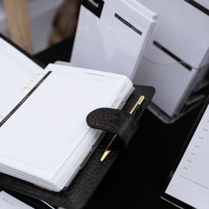 Black Croc Leather A5 Planner Cover | Premium Vegan Leather Planner | Also Available Without Rings for Half Letter Gold Rings