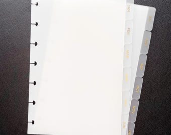 Mini Happy Planner Gold Foil Monthly Side Tab Dividers | Frosted 12-Month Planner Dividers | Compatible with Mini Happy Planners | Mini HP