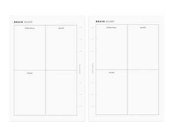BEDRUKTE A5 Brain Dump Planner-inzetstukken | Compatibel met LV GM Agenda | A5 Filofax