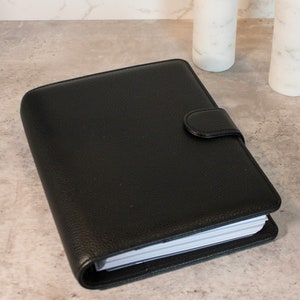 Black Leather A5 Planner Cover Refillable 6-Ring A5 Binder PU Leather image 5