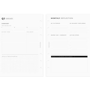 PRINTED A5 Quarterly Outline Planner Inserts | Compatible with LV GM Agenda | A5 Filofax