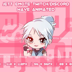 Niedliche Animierte Jett Valorant Emotes bündeln für professionelle Discord und Twitch Streamer