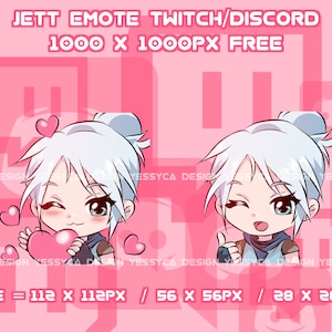 Cute Jett Valorant 2 emotes with various unique expressions for professional Discord and Twitch streamers