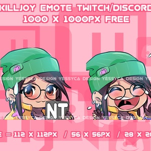 Niedliche Killjoy Valorant Emotes mit 2 einzigartigen Ausdrucksformen für professionelle Discord und Twitch Streamer