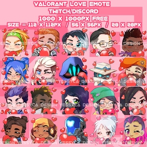 プロの Discord および Twitch ストリーマー向けの、すべてのキャラクターの愛を表現するかわいい Valorant エモート