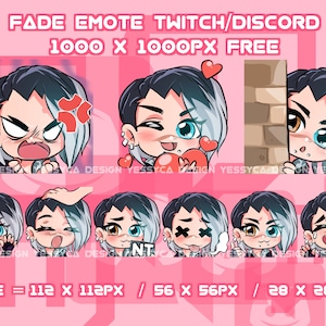 Cute Fade Valorant emotes bundle with various unique expressions for professional Discord and Twitch streamers