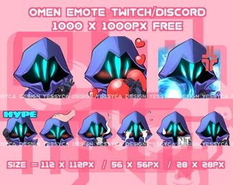 Cute Omen Valorant emotes bundle with various unique expressions for professional Discord and Twitch streamers