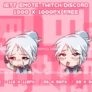 Cute Jett Valorant emotes with 2 unique expressions for professional Discord and Twitch streamers