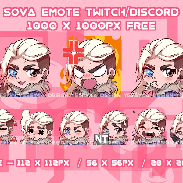 Niedliches Sova Valorant Emotes Bundle mit verschiedenen einzigartigen Gesichtsausdrücken für professionelle Discord und Twitch Streamer