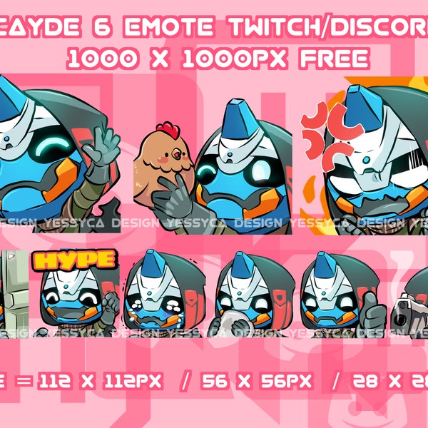 Cute Cayde 6 Destiny emotes bundle with various unique expressions for professional Discord and Twitch streamers