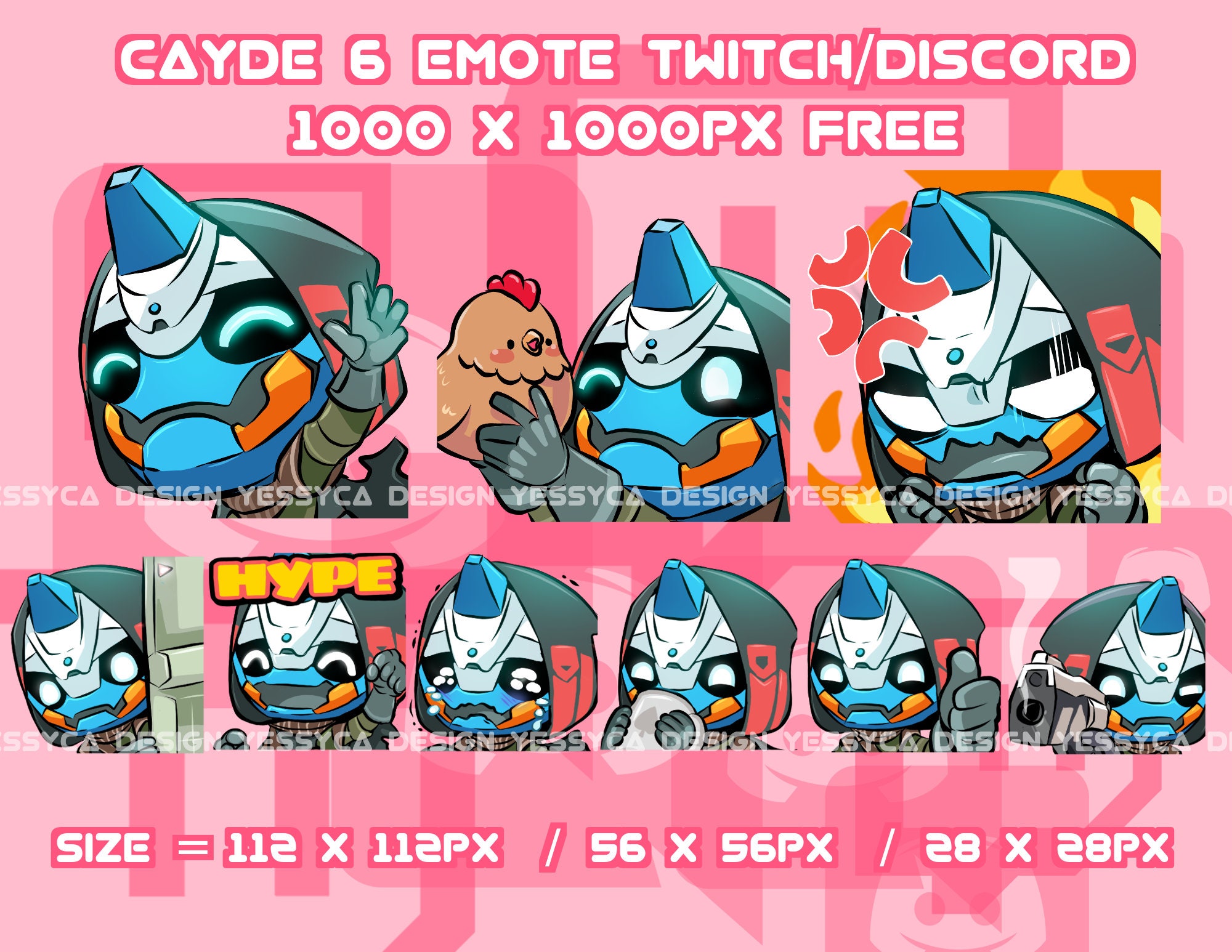 Cute Cayde 6 Destiny Emotes Bundle With Various (Instant Download) 