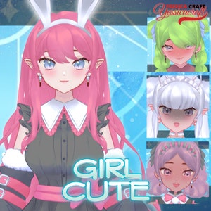 Live2d Vtuber Model for Commercial use Cute Chibi Girl Customizable includes elf ears multiple colors accessories Ready to Use Full Body