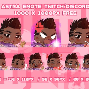 Leuke Astra Valorant-emotesbundel met verschillende unieke uitdrukkingen voor professionele Discord- en Twitch-streamers