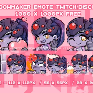 Süßer Widowmaker Overwatch2 Emotes Bundle mit verschiedenen einzigartigen Ausdrucksformen für professionelle Discord und Twitch Streamer