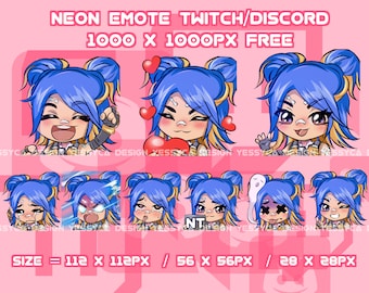 Cute Neon Valorant emotes bundle with various unique expressions for professional Discord and Twitch streamers