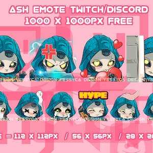 Pacchetto di emote carine di Ash Apex Legends con varie espressioni uniche per gli streamer professionisti di Discord e Twitch