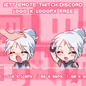 Cute Jett Valorant emotes with 2 unique expressions for professional Discord and Twitch streamers