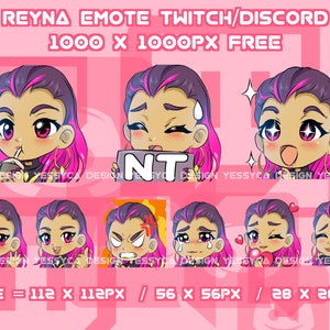 Schattige Reyna Valorant-emotesbundel met verschillende unieke uitdrukkingen voor professionele Discord- en Twitch-streamers