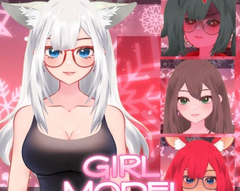 Modèle Live2d Vtuber à usage commercial Jolie fille personnalisable, comprend des oreilles d'animaux plusieurs couleurs Prêt à l'emploi Live2D Full Body