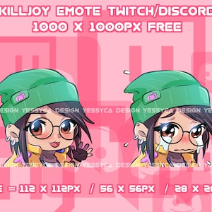 Niedliche Killjoy Valorant Emotes mit 2 einzigartigen Ausdrucksformen für professionelle Discord und Twitch Streamer