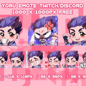 Cute Yoru Valorant emotes bundle with various unique expressions for professional Discord and Twitch streamers