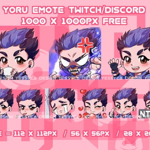 Cute Yoru Valorant emotes bundle with various unique expressions for professional Discord and Twitch streamers