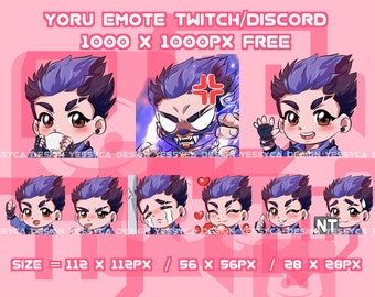 Cute Yoru Valorant emotes bundle with various unique expressions for professional Discord and Twitch streamers