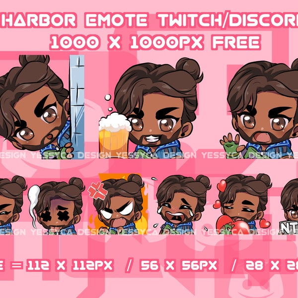 Cute Harbor Valorant emotes bundle with various unique expressions for professional Discord and Twitch streamers