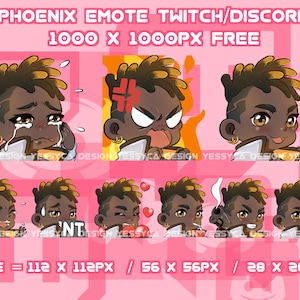 Cute Phoenix Valorant emotes bundle with various unique expressions for professional Discord and Twitch streamers
