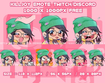Cute Killjoy Valorant emotes bundle with various unique expressions for professional Discord and Twitch streamers