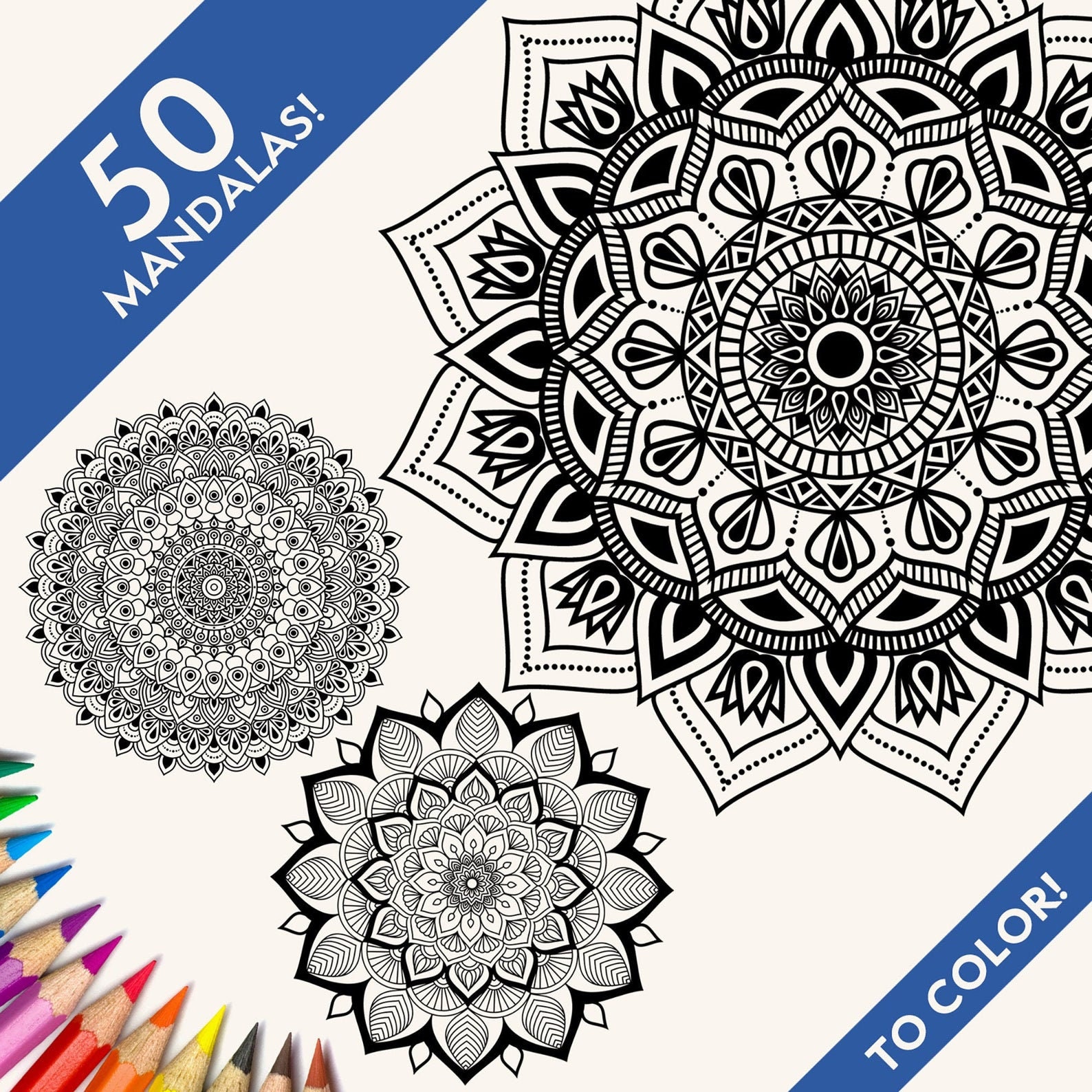 Mandala Digital Coloring Book 50 Pages | Etsy