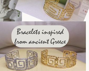 bracelet with Greek design in gold or silver