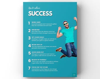 Póster de consejos para el éxito / Psicología / Autoayuda / Estrategias de motivación / Decoración de pared / Descarga digital / Póster A2, A3, A4, A5