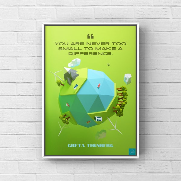 Faire une différence affiche de citation inspirante | Durabilité | Sensibilisation à l'environnement | Art mural | Téléchargement numérique | Affiche A2, A3, A4, A5