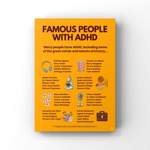Famous People with ADHD Poster | SEND Inclusion Diversity ADD Awareness | Classroom Display | Digital Download | A2, A3, A4, A5 Poster