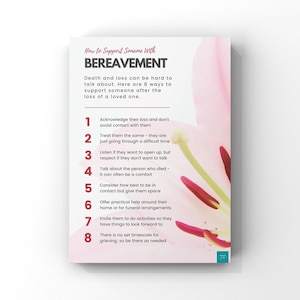How to Support Someone with Bereavement Poster | Mental Health | Psychology | Office Wall Decor | A2, A3, A4 Wall Art Print Poster