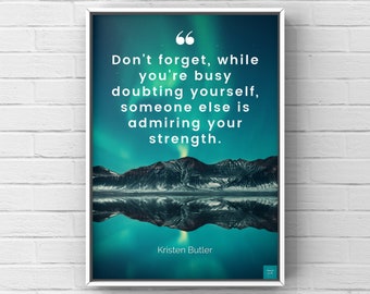 Strength Quote Poster | Inspirational Quote | Northern Lights | Wall Decor | Digital Download | A2, A3, A4, A5 Poster