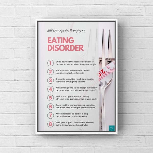 Self Care Tips For Managing An Eating Disorder Poster | Mental Health Awareness | Wall Decor | Digital Download | A2, A3, A4, A5 Poster